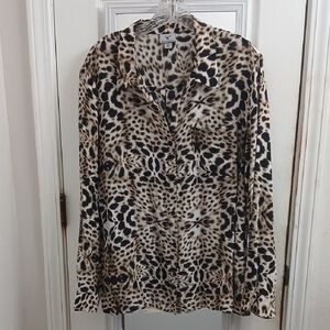 Worthington Leopard Print Blouse Size Xl